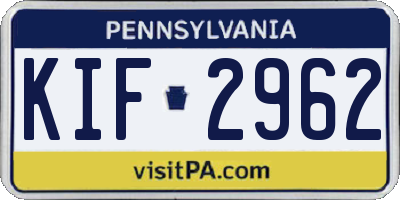 PA license plate KIF2962