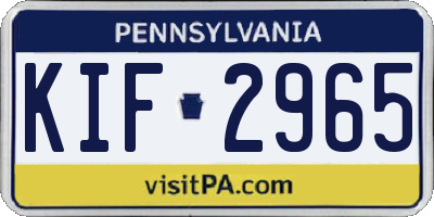 PA license plate KIF2965
