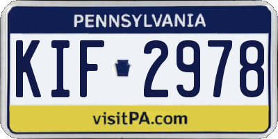 PA license plate KIF2978