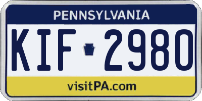 PA license plate KIF2980