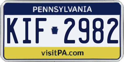 PA license plate KIF2982