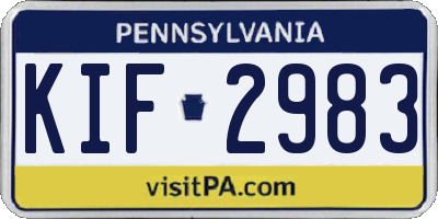 PA license plate KIF2983