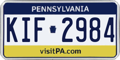 PA license plate KIF2984