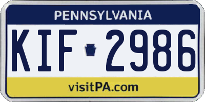PA license plate KIF2986
