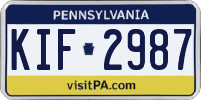 PA license plate KIF2987
