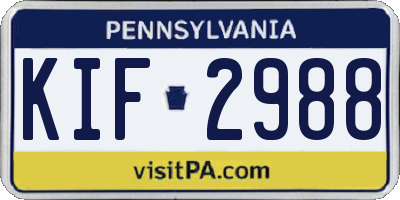 PA license plate KIF2988