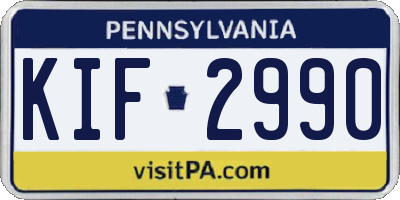 PA license plate KIF2990