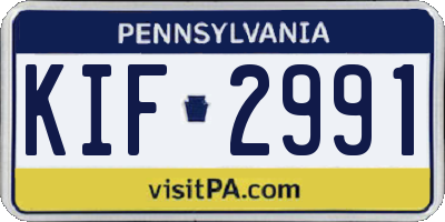 PA license plate KIF2991