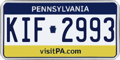 PA license plate KIF2993