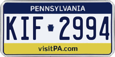 PA license plate KIF2994