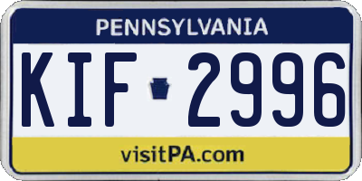 PA license plate KIF2996
