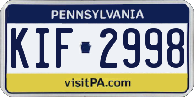 PA license plate KIF2998
