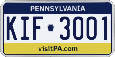 PA license plate KIF3001