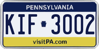 PA license plate KIF3002