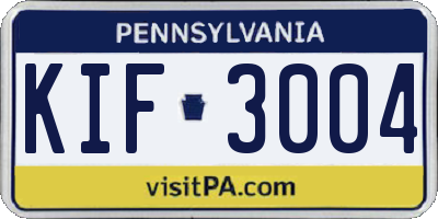 PA license plate KIF3004