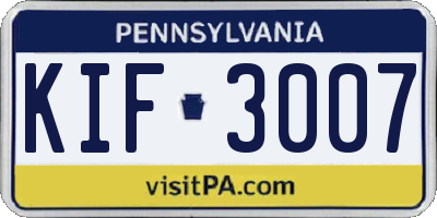 PA license plate KIF3007