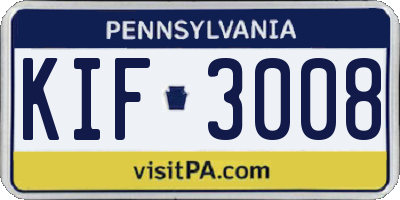 PA license plate KIF3008