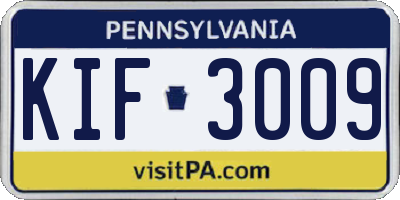 PA license plate KIF3009