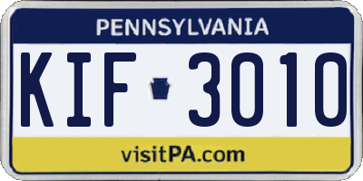 PA license plate KIF3010