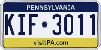 PA license plate KIF3011