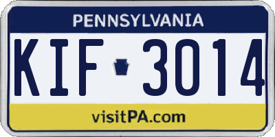PA license plate KIF3014