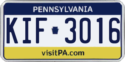 PA license plate KIF3016