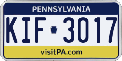 PA license plate KIF3017