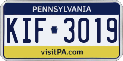 PA license plate KIF3019