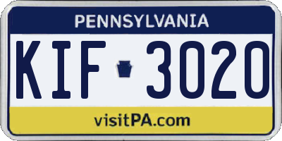 PA license plate KIF3020