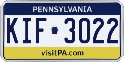 PA license plate KIF3022