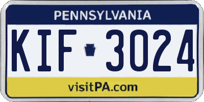 PA license plate KIF3024
