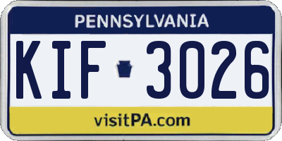 PA license plate KIF3026