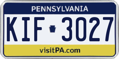PA license plate KIF3027