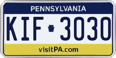 PA license plate KIF3030