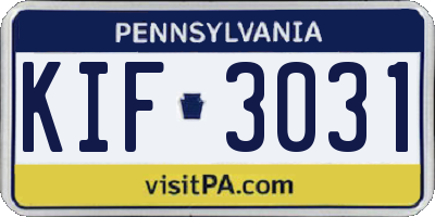 PA license plate KIF3031