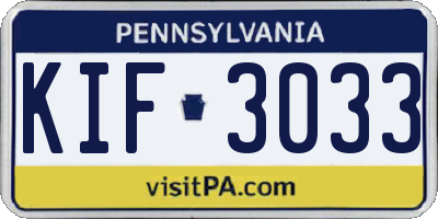 PA license plate KIF3033