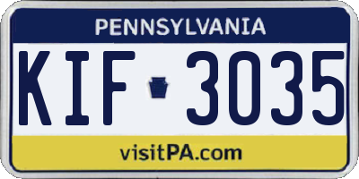 PA license plate KIF3035