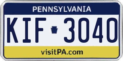 PA license plate KIF3040