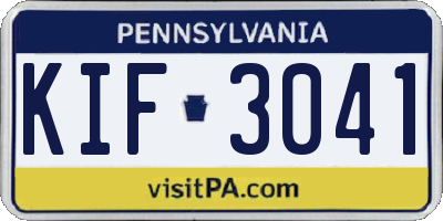 PA license plate KIF3041