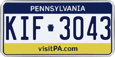PA license plate KIF3043