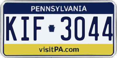 PA license plate KIF3044