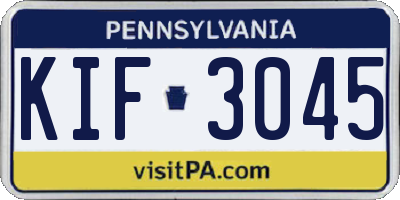 PA license plate KIF3045
