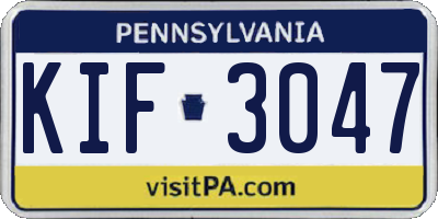 PA license plate KIF3047