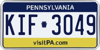 PA license plate KIF3049