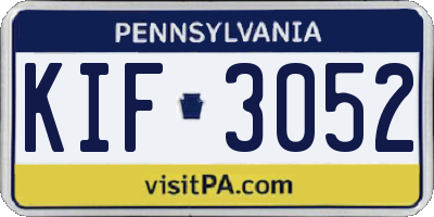 PA license plate KIF3052