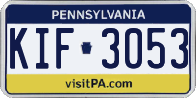 PA license plate KIF3053