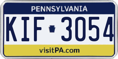 PA license plate KIF3054