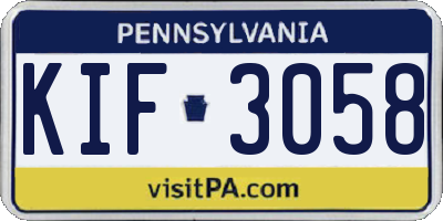 PA license plate KIF3058