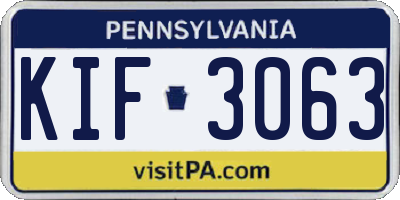 PA license plate KIF3063