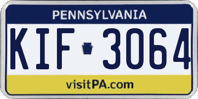 PA license plate KIF3064